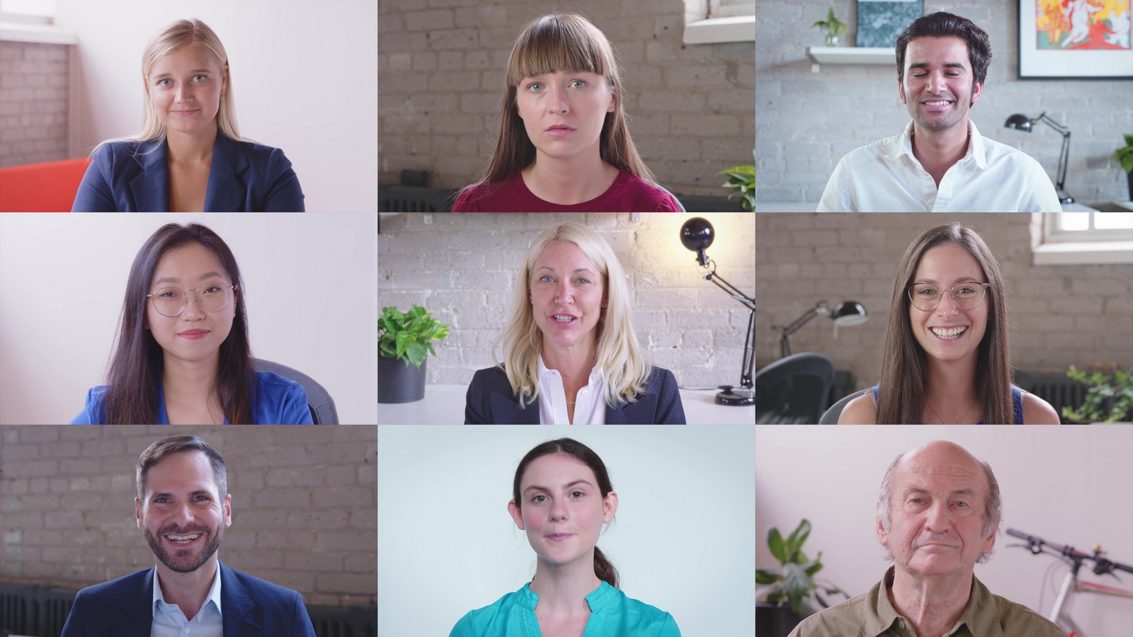 Video gallery of staff in an online meeting